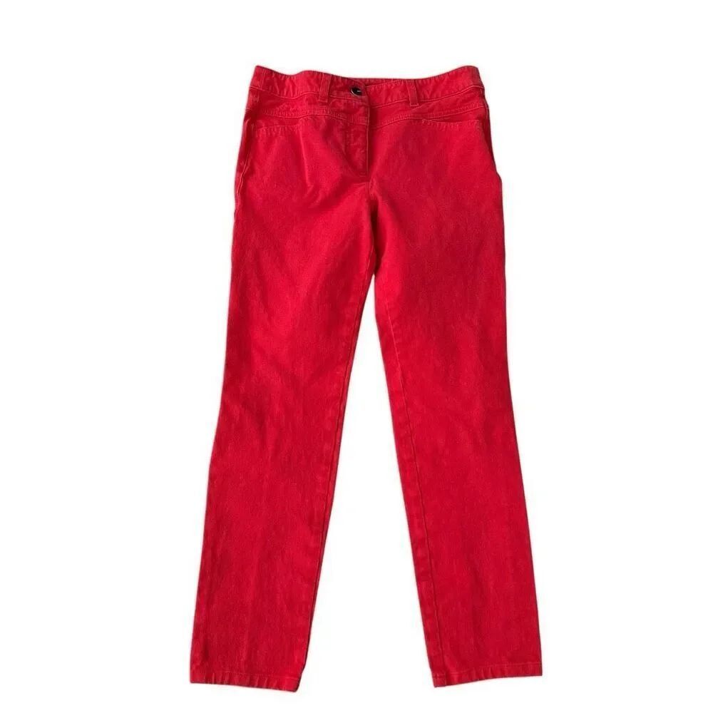 ESCADA Red Straight Leg Stretch Jeans Pants Classic Fit back seam size 34